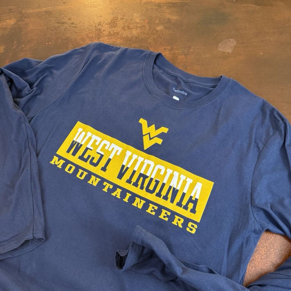 Men’s L Fanatics West Virginia Mountaineers Blue Long Sleeve Shirt Sportswear